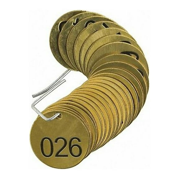 Brady Numbered Tag,Brass,1 1/2in W,PK25 23201