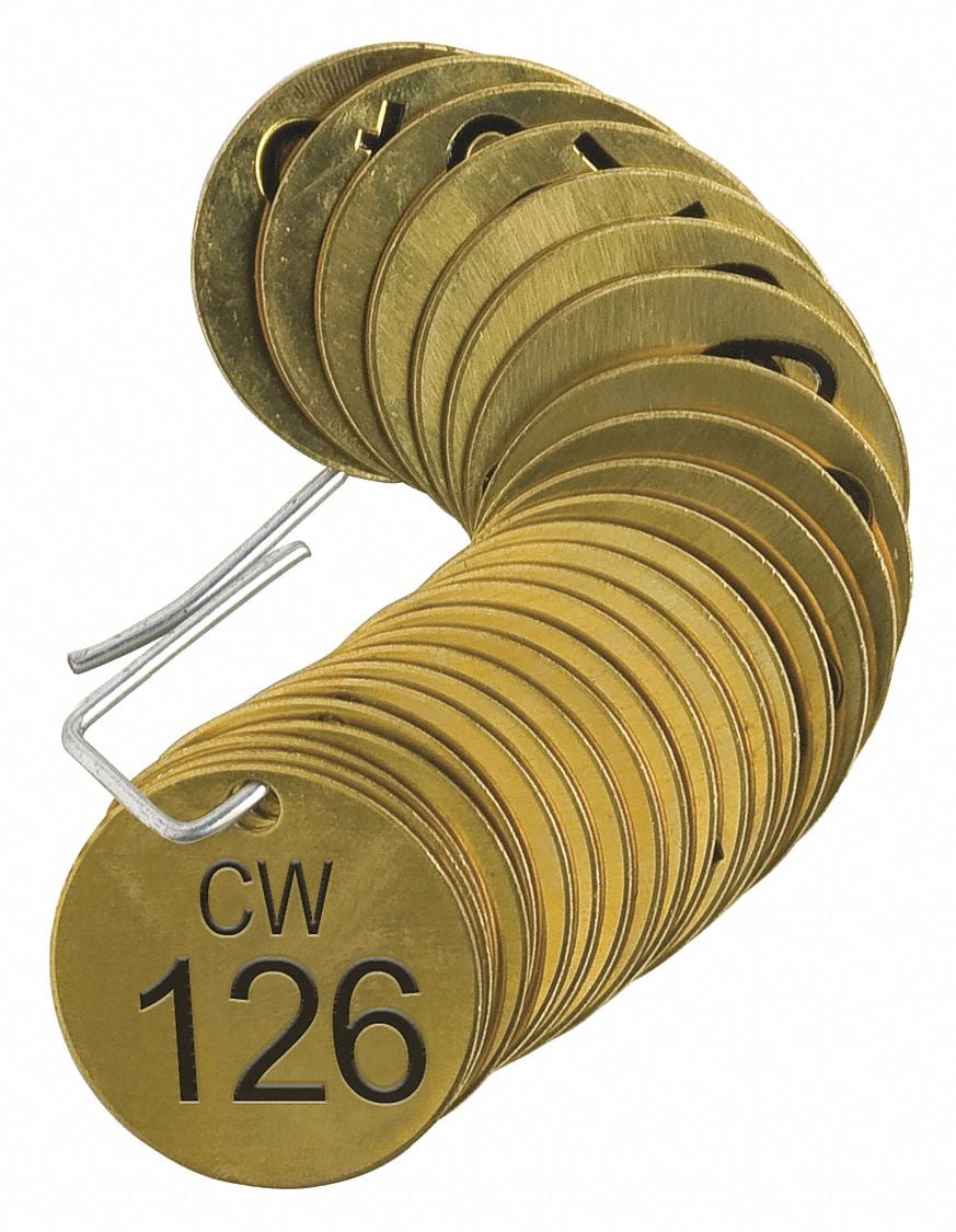 brady 23401 number tag,brass,series cw 126-150,pk25 g9388154