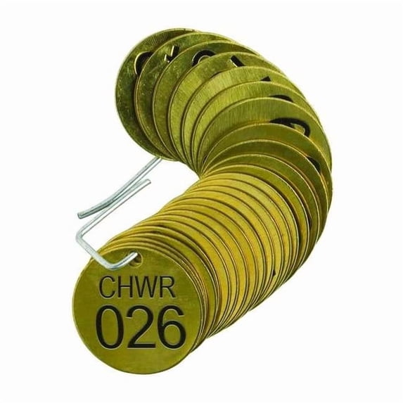 Brady Numbered Tag,Brass,1 1/2in W,PK25 23597