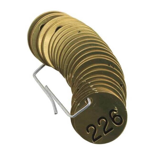 Brady Numbered Tag Set,226 to 250,25 Tags, PK25 23209