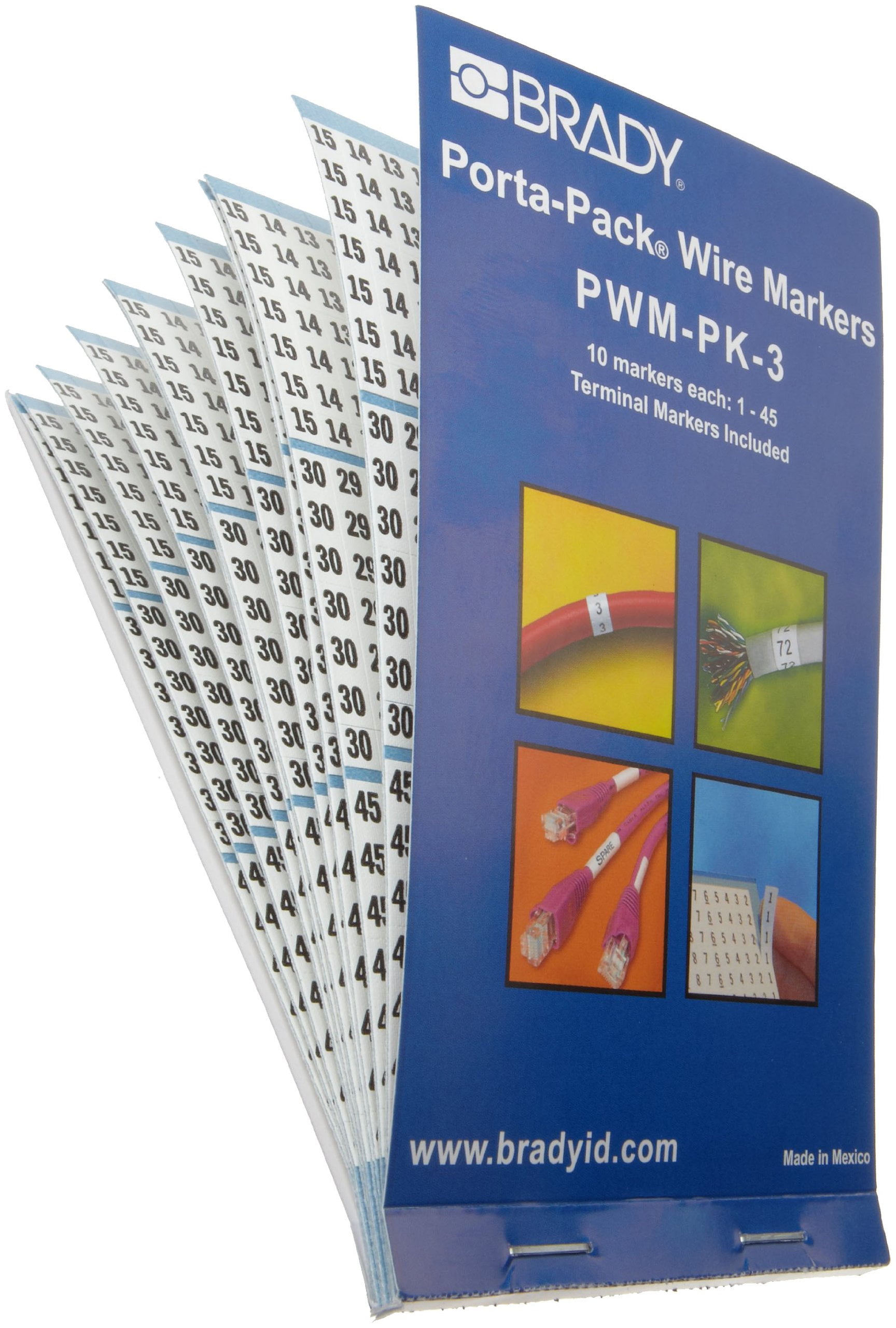 Brady PWM-PK-3 B-500 Matte Repositionable Vinyl Cloth, Black On White ...