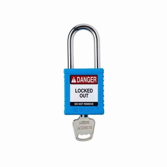 Padlock, Keyed Different, Nylon, Blue, 1 1/2 in Shackle Height, 1 1/2 in Body Width, 1 No. of Keys
