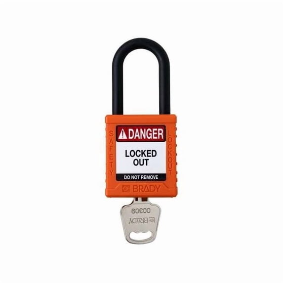 Padlock, Keyed Different, Nylon, Orange, 1 1/2 in Shackle Height, 1 1/2 in Body Width