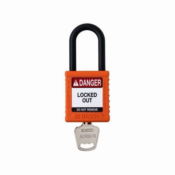 Padlock, Keyed Different, Nylon, Orange, 1 1/2 in Shackle Height, 1 1/2 in Body Width