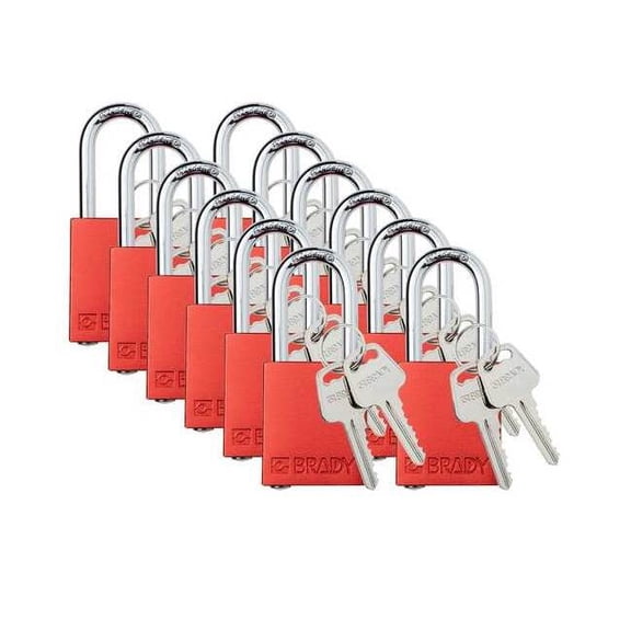Brady Padlock,6 Pins,Red,PK12 SDAL-RED-38ST-KD12