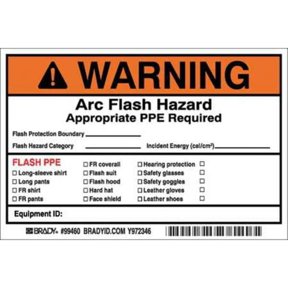 Arc Flash Protection Label,6 In. W,PK5, 121079 121079