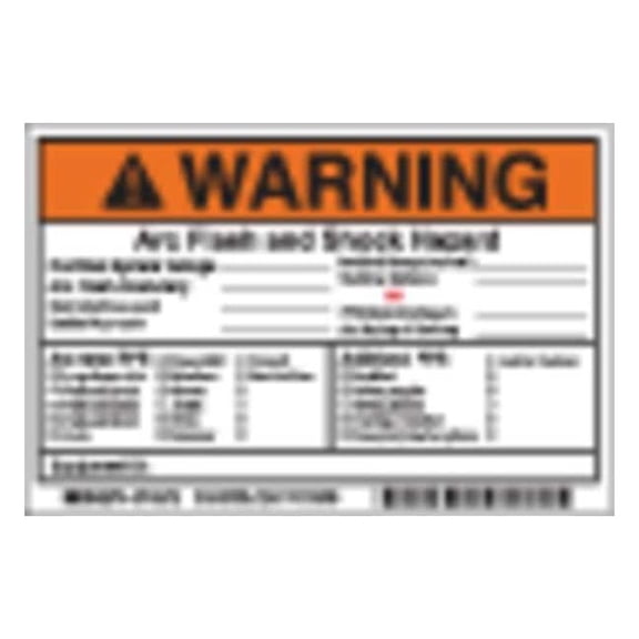 Brady Label, 4in.Hx, 6in.W, Warning Arc Flash, PK5 145972