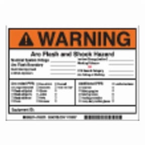 Brady Label, 5in.Hx, 7in.W, Warning Arc Flash, PK5 145973