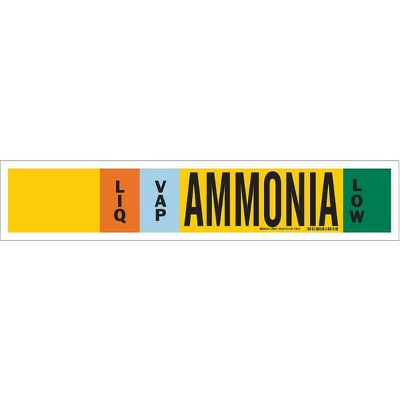 Brady Pipe Marker,Ammonia,4 in H,24 in W 90477