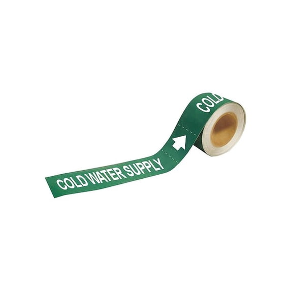 Brady Pipe Marker,Cold Water Supply,2in H 73874