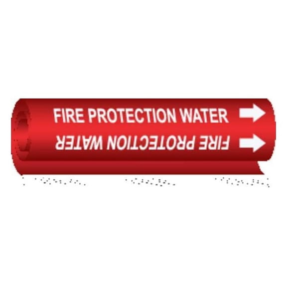 Brady Pipe Marker,Fire Protection Water,Red, 5689-II 5689-II