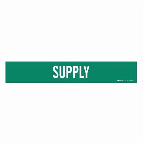 brady 7282-1 self-sticking vinyl pipe marker, b-946, 2 1/4" height x 14" width, white on green pressure sensitive vinyl, legend "supply"