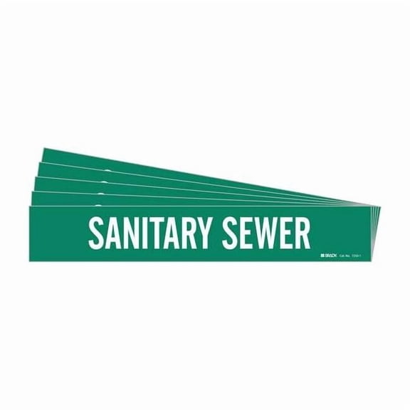 Brady Pipe Marker,White,Sanitary Sewer,PK5, 7250-1-PK 7250-1-PK