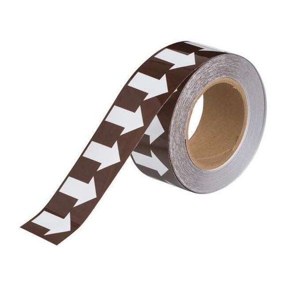Brady Arrow Tape,2inWx30 yd.,White/Brown,Poly 109938