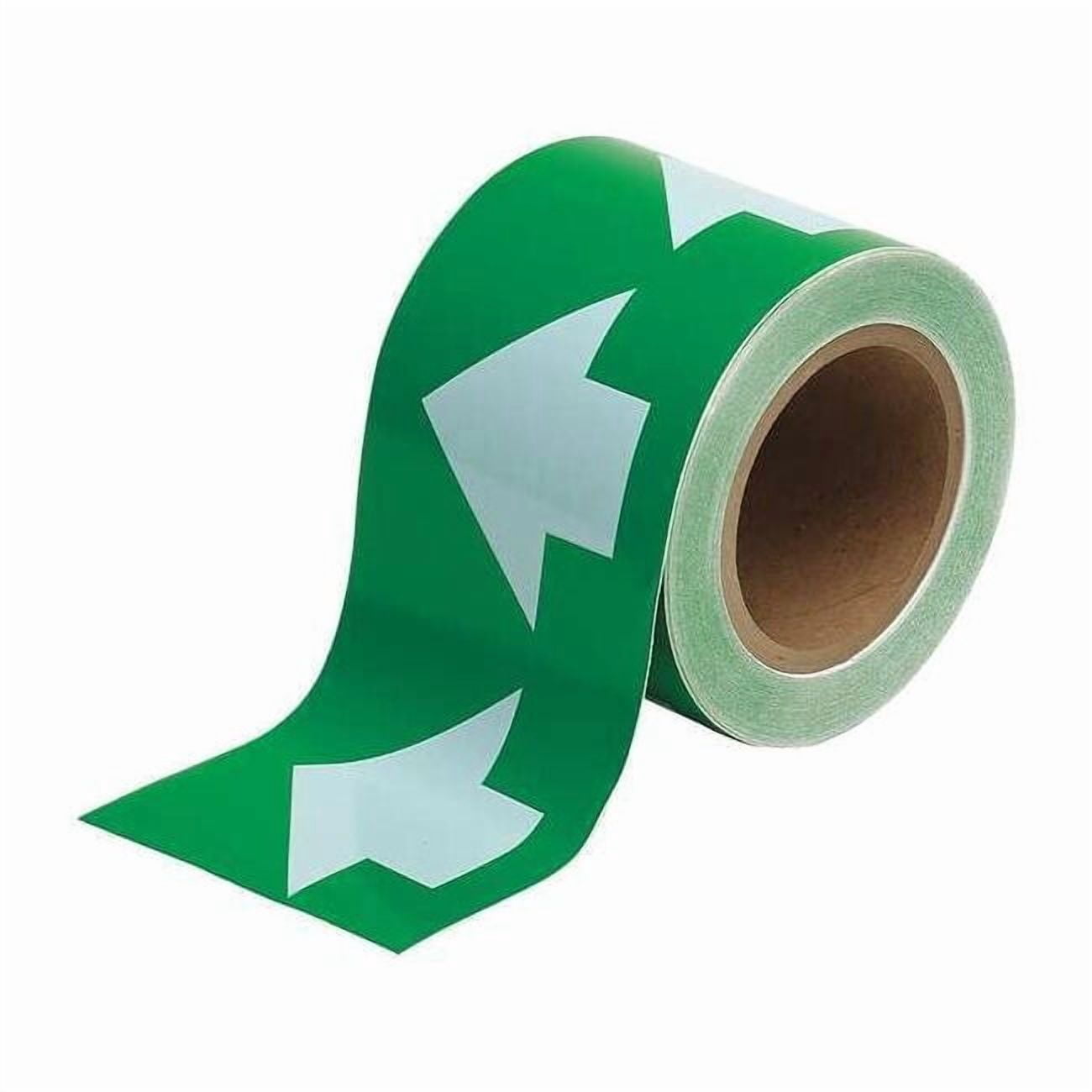 Arrow Tape, Vinyl, 4 in W x 90 ft. L, Adhesive Mounting, White/Green 91290