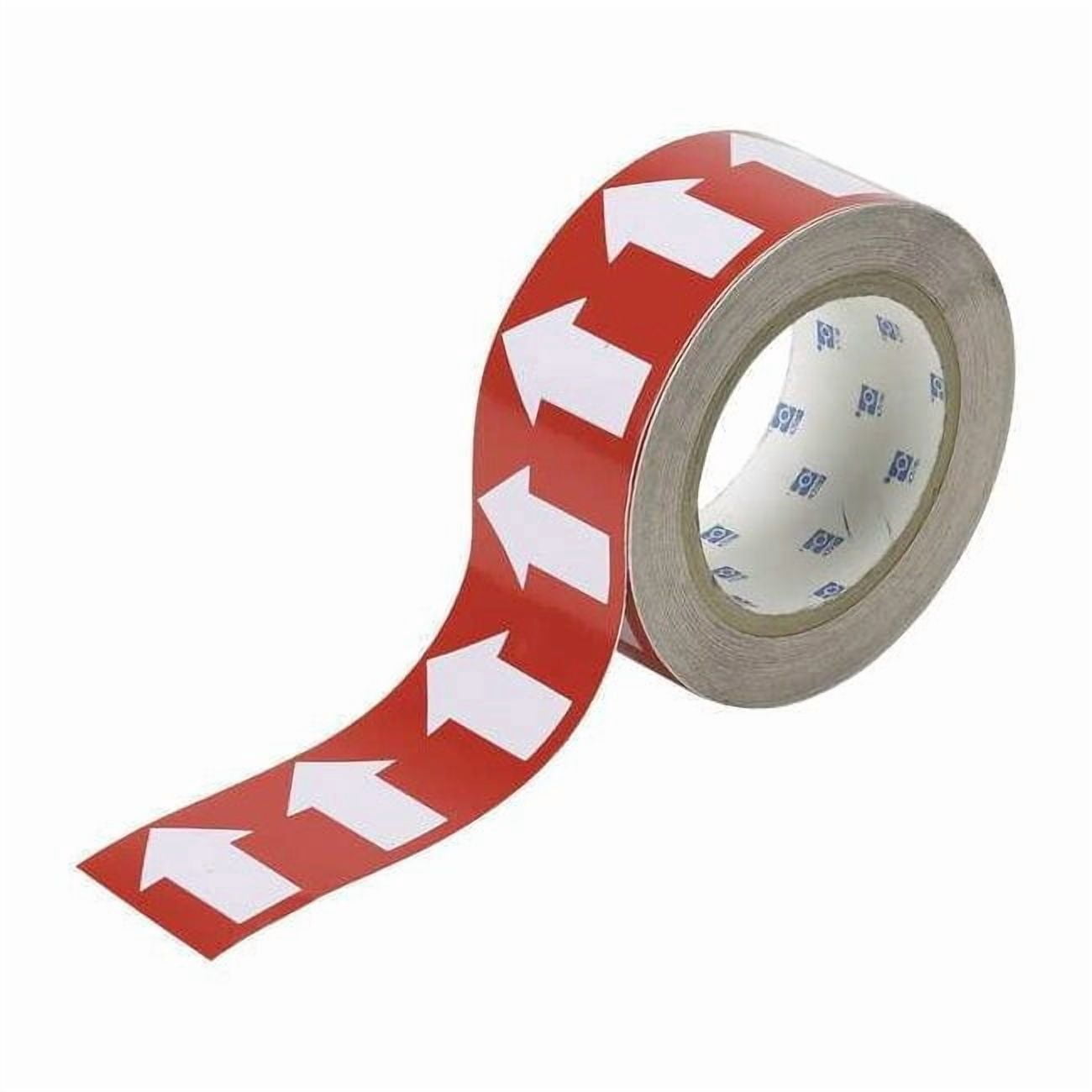 Brady Arrow Tape, Vinyl, 2 in W x 90 ft. L, Adhesive Mounting, White/Red 91422