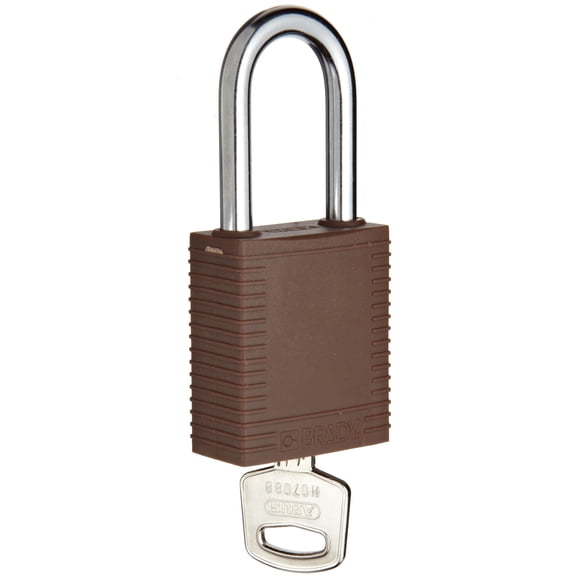 Brady Plastic Lockout/Tagout Padlock, Keyed Different, 1-3/4" Body Length, 1-1/2" Shackle Clearance, Brown (Pack of 6) CA2