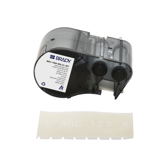 Brady B-595 - Vinyl - glossy - permanent aggressive acrylic adhesive - 102 micron - white on transparent - Roll (1.5 in x 20 ft) 1 roll(s) (1 roll(s) continuous labels - for Brady BMP51, BMP53, M510, M511
