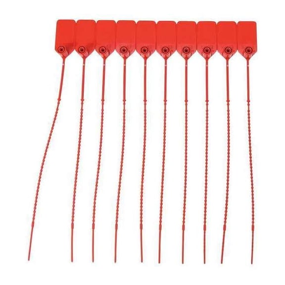 Brady Pull-Tight Seals, Plastic, 9 W, Red, 100 PK 95150