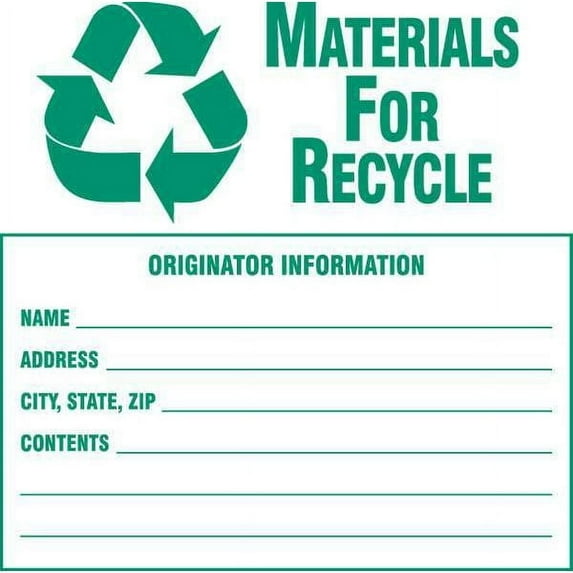 Brady Recycle Label, White, Vinyl, PK100 121062