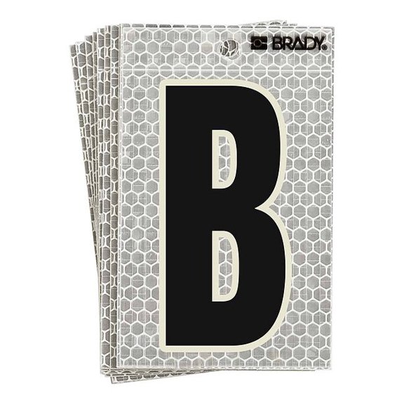 Brady Refl. Letter Label, B, Glow in Dark,PK10 3020-B