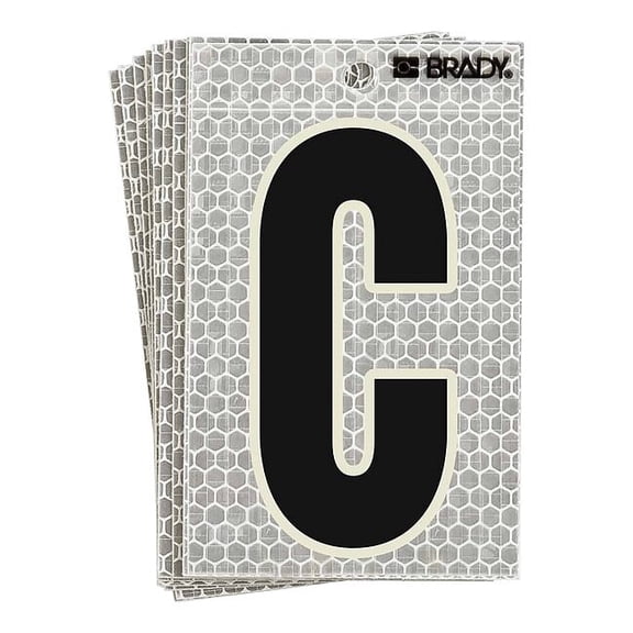 Brady Refl. Letter Label, C, Glow in Dark,PK10 3020-C
