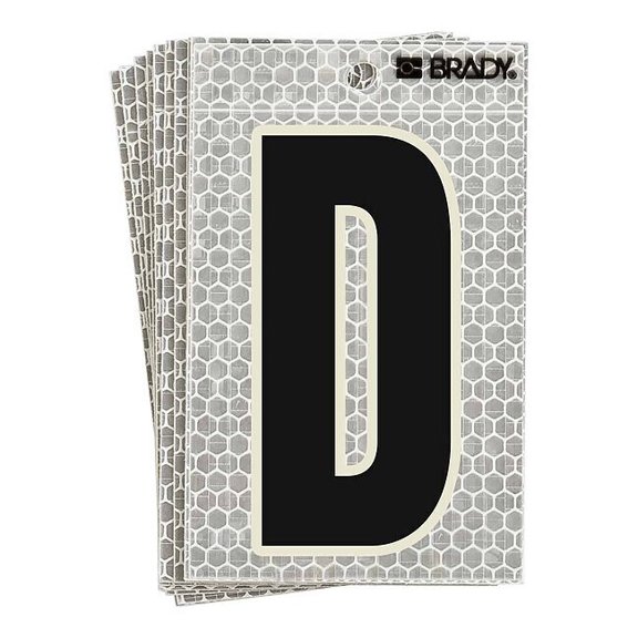 Brady Refl. Letter Label, D, Glow in Dark,PK10 3020-D