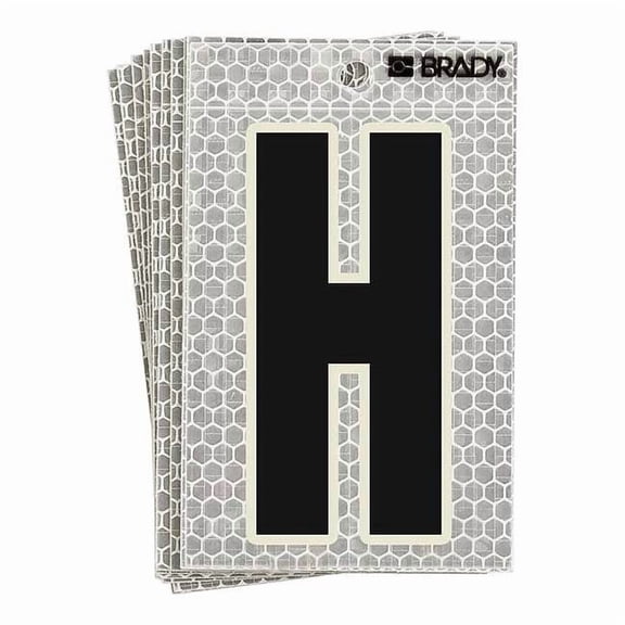 Brady Refl. Letter Label, H, Glow in Dark,PK10 3020-H