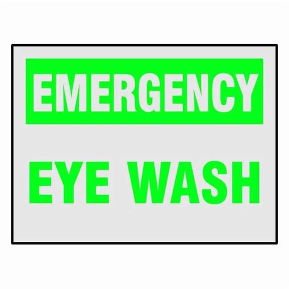 Emergency Eye Wash, 3 1/2 in x 5 in, Horizontal Rectangle, Reflective Sheeting, 21011LS,PK8