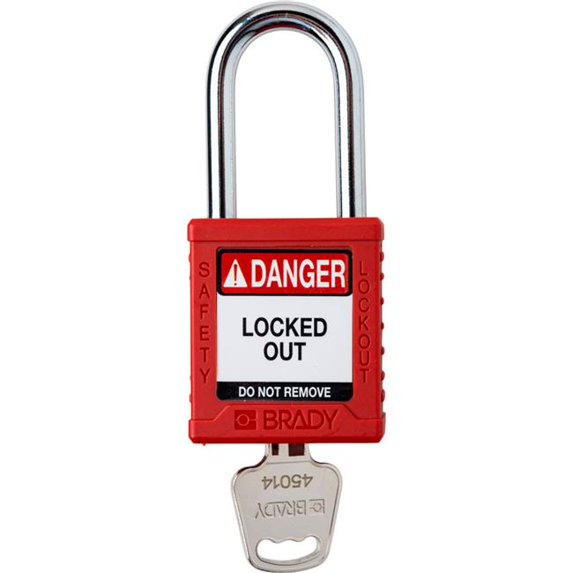 Brady Worldwide B3113096 Safety Lockout Padlock - Keyed Different 1.5 in. Plastic & Steel, Red