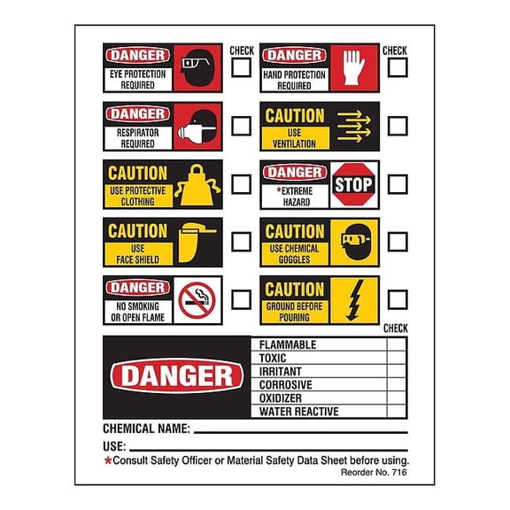 Brady Rectangle Secondary Label, Multicolor, Pk100 716LS