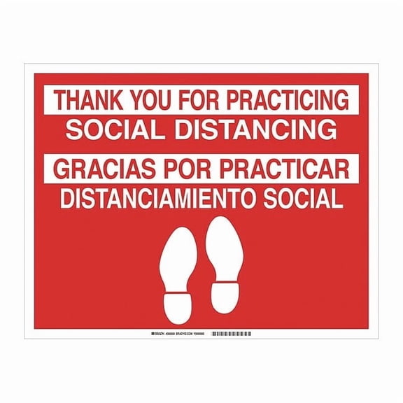 Covid 19 Sign B819, 14X18, Eng/Span Soci, 14 in H, 18 in W, Vinyl, English, Spanish, 170330