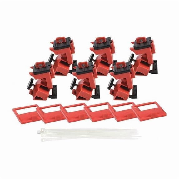 Brady Single Pole Brkr Lockout,Red,3-3/4"H,PK6 148687