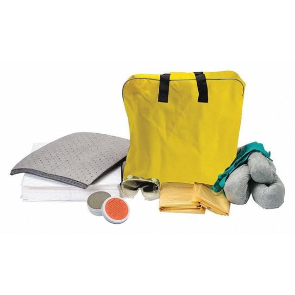 Spill Kit, 12 gal Volume Absorbed per Kit, 11 gal Capacity, Bag, Yellow, 47