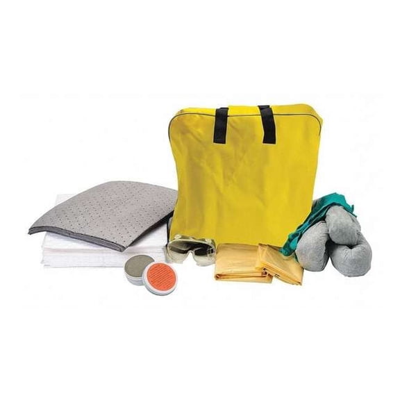 Spill Kit, 12 gal Volume Absorbed per Kit, 11 gal Capacity, Bag, Yellow, 47