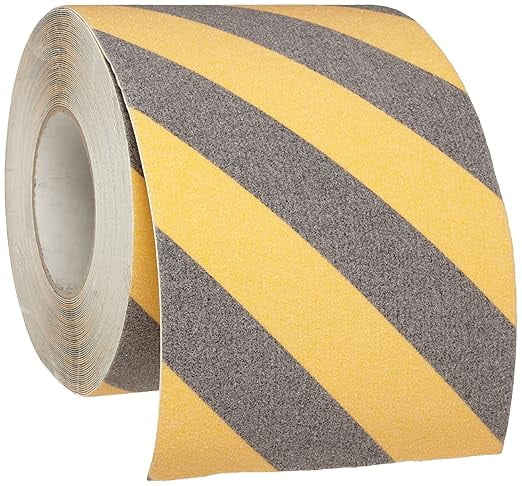 Brady - 78150 60' Length, 6" Width, B-916 Grit-Coated Polyester Tape, Striped Special Black And Yellow Color Anti-Skid Tape