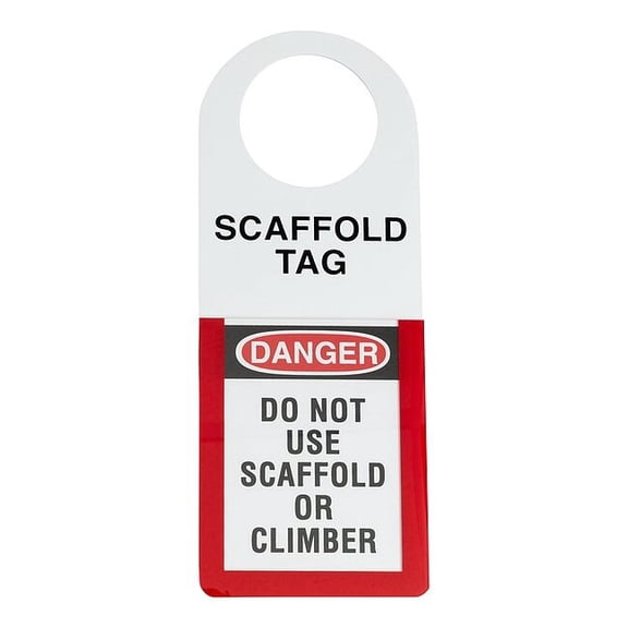 Tag, Maintenance, Plastic, 12 in H x 4 1/2 in W, Black, Red on White, Rectangle