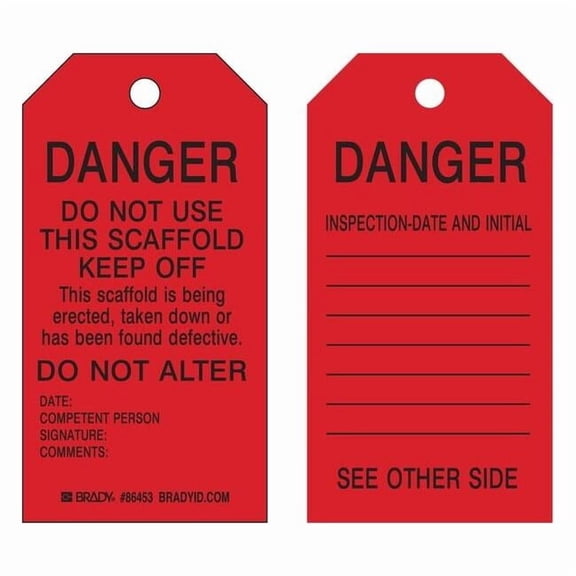 Brady Tag,5 3/4 in H,3 in W,Polyester,PK10 86453