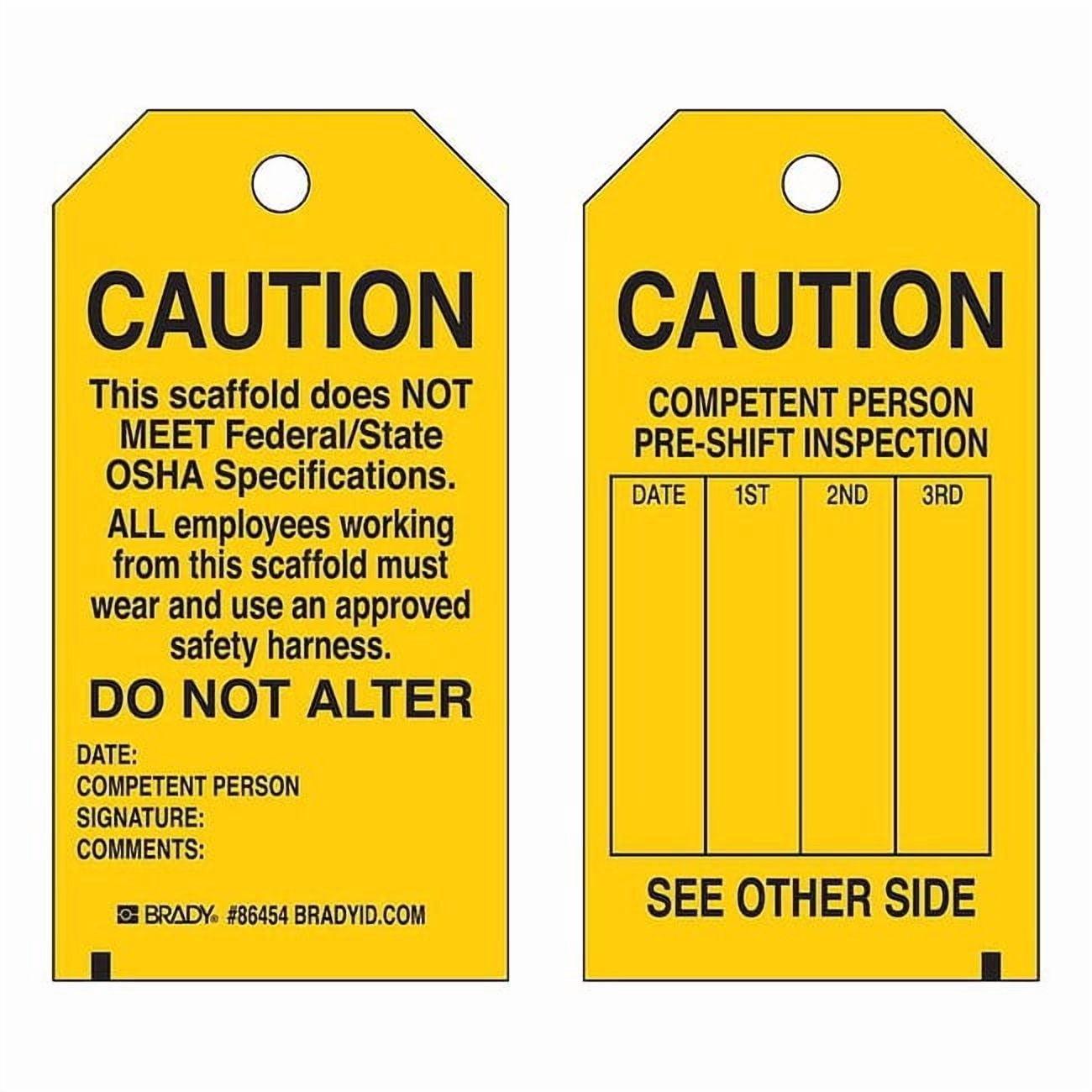 Brady Tag,5 3/4 in H,3 in W,Polyester,PK10 86454