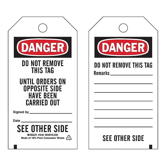 Brady Tag,5 3/4 in H,3 in W,Polyester,PK25 76184