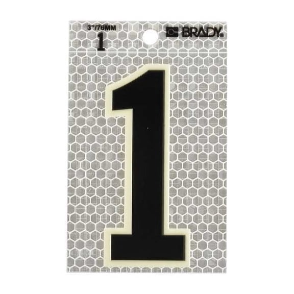 Brady Number Label, 3-1/2 in H, 2-1/2 in W, PK10 3010-1