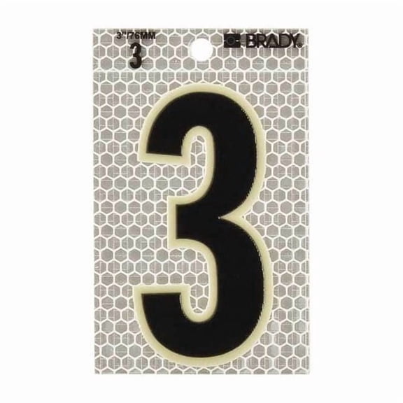 Brady Number Label, 3-1/2 in H, 2-1/2 in W, PK10 3010-3