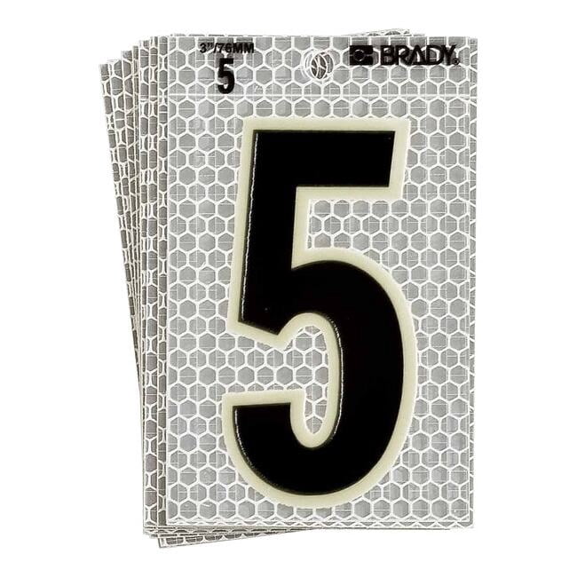 Brady Ultra Reflective Numbers,5,6 In. H,PK10 3020-5