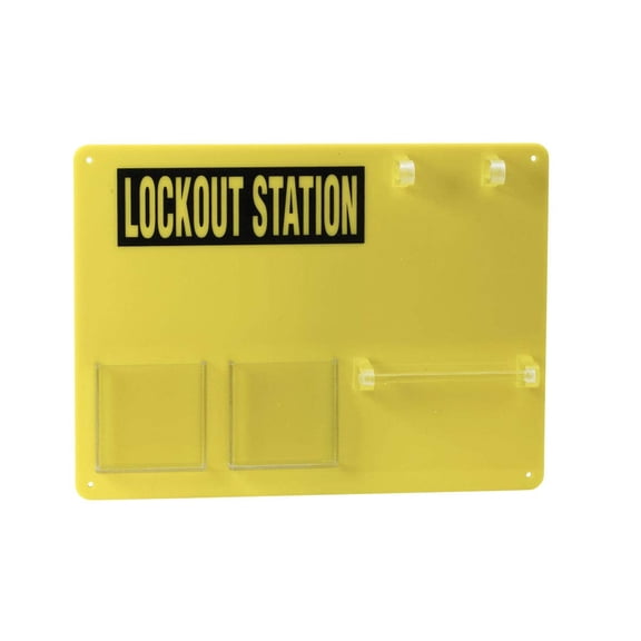 BRADY Lockout Tagout Board Wall Mount LOTO Station Unfilled Yellow Holds 5 Padlocks OSHA Acrylic
