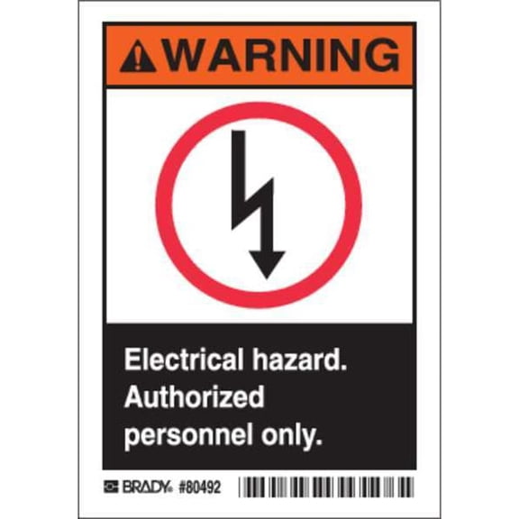 Brady Warning Sign,Poly.,5X3-1/2,PK5 80492