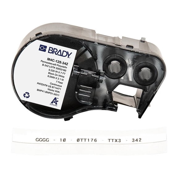 Brady Sleeve Label, White, Polyolefin M4C-125-342