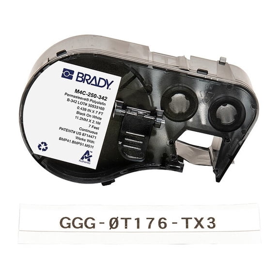 Brady Sleeve Label, White, Polyolefin M4C-250-342