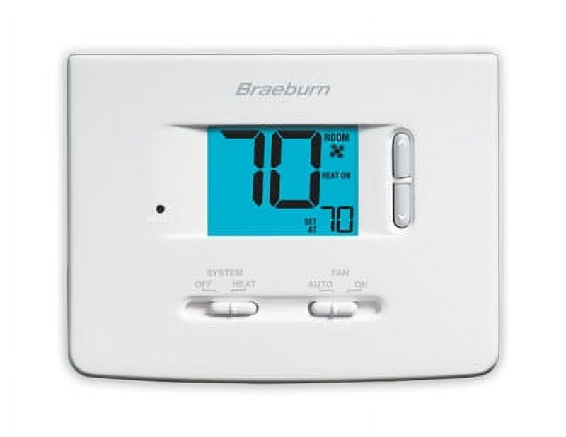 Braeburn White Digital Non-Programmable Thermostat with Blue Display