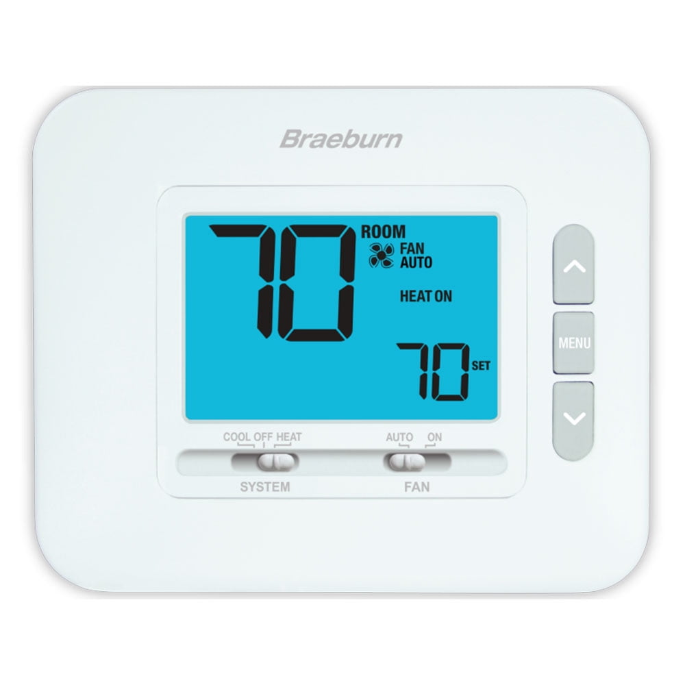 White Digital Non-Programmable Thermostat with Blue Backlight