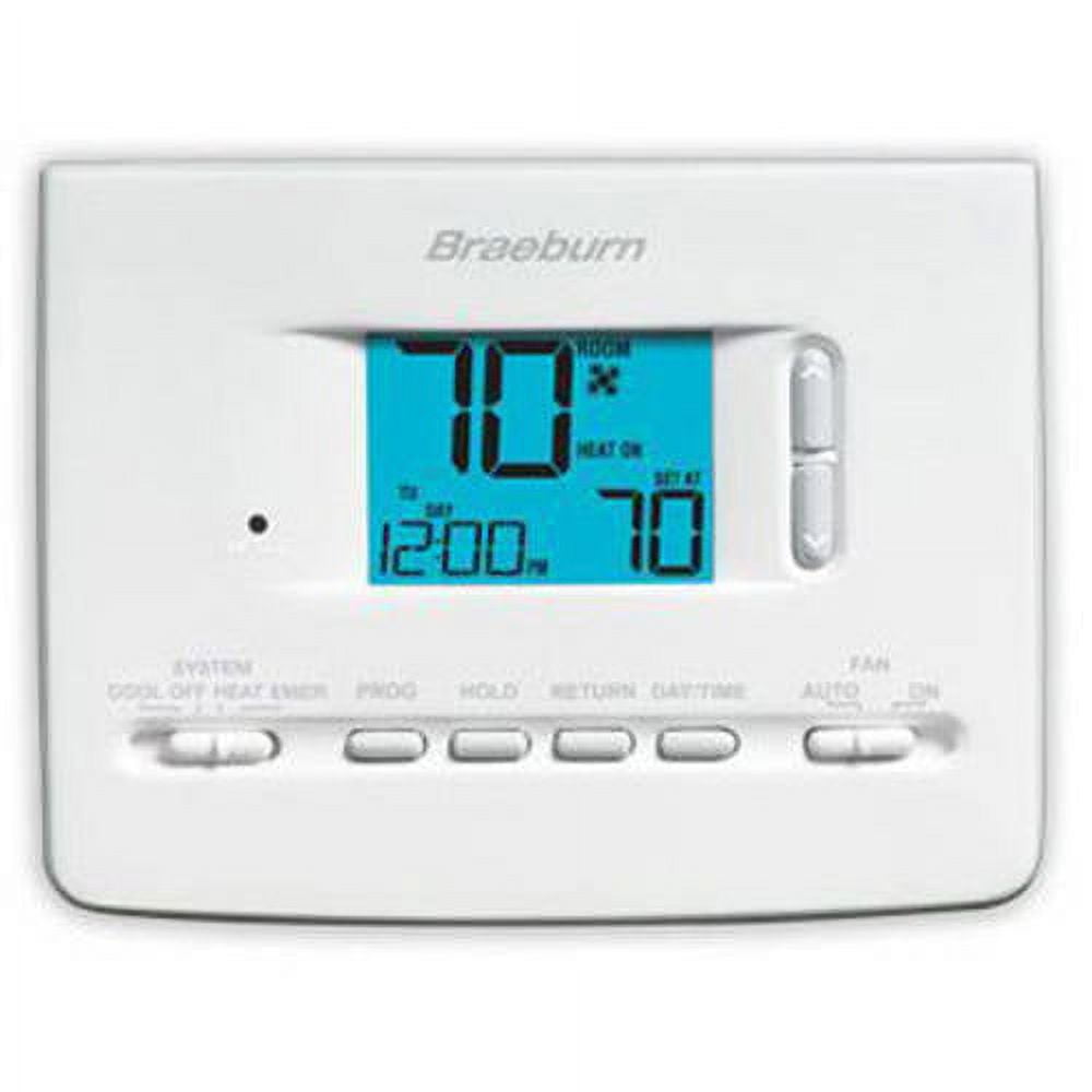 Braeburn White Programmable Digital Thermostat with Blue Backlit Display